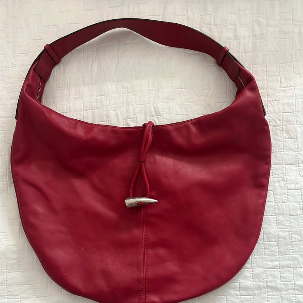 Burberry Red Leather Hobo Bag